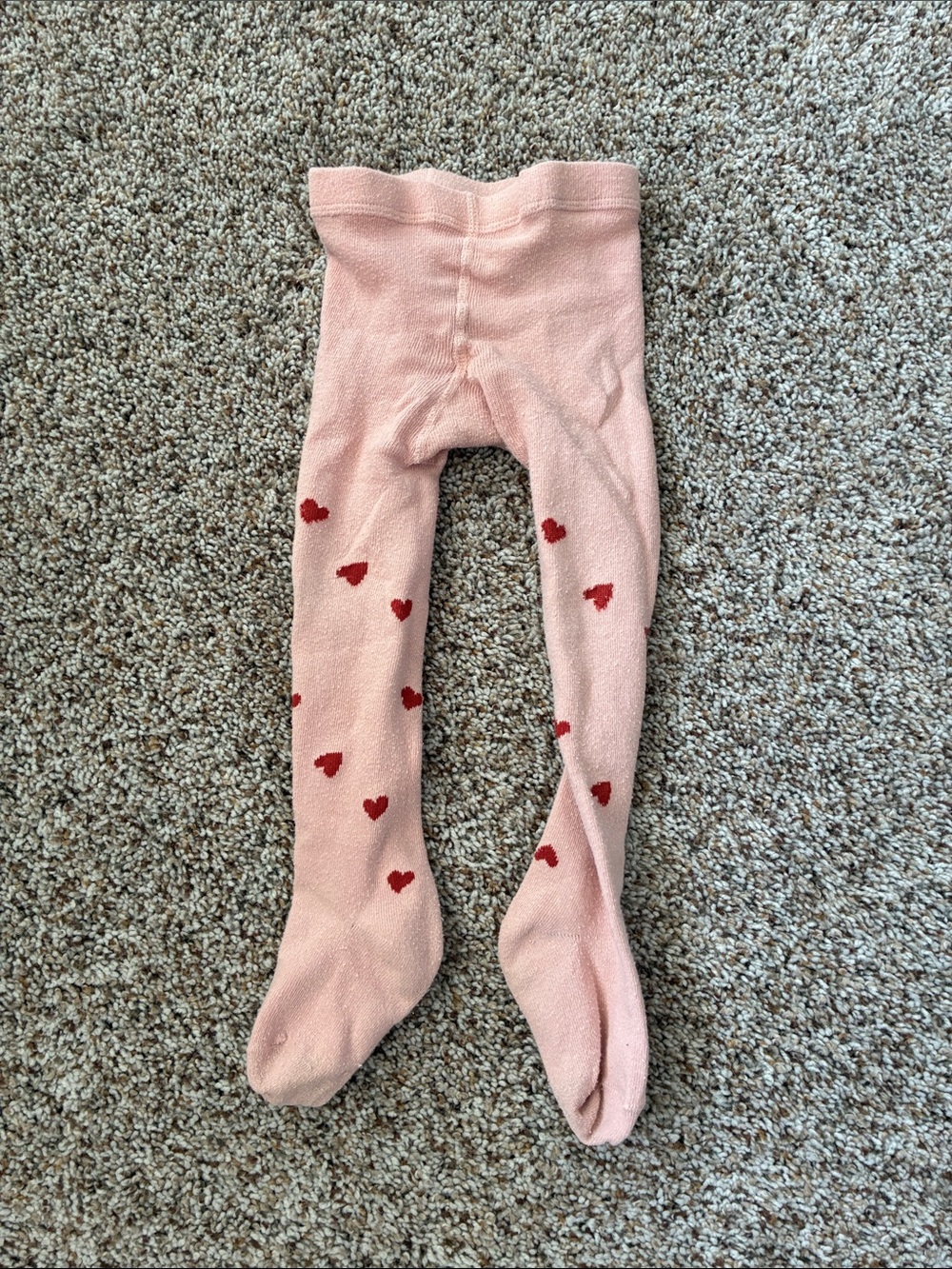 Carter's Pink Tights with Red Heart Pattern